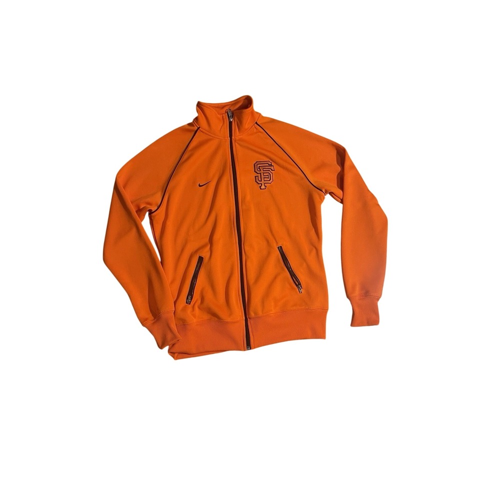 Nike San Francisco Giants MLB Track Jacket Orange Full Zip Womens Large SF Logo